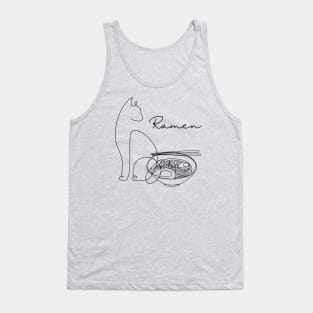 Ramen Cat Line Art Tank Top